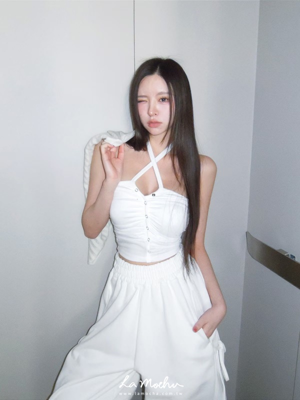 側綁繩抽繩棉質寬褲